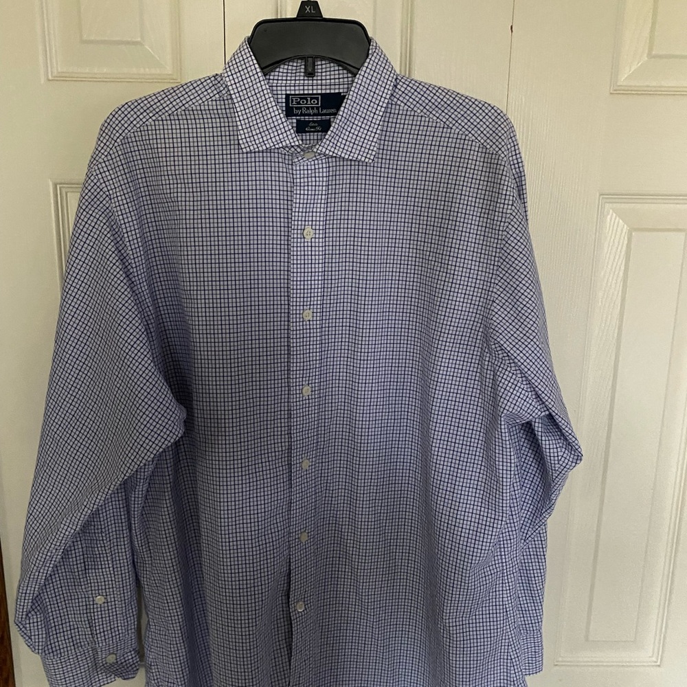 Polo Ralph Lauren Men's Button Down Shirt Gingham Blue White Long Sleeve